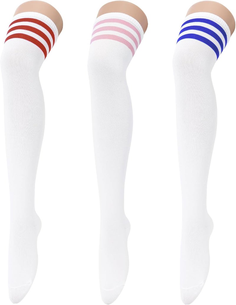 Zando Women's 6-Pack Cotton Thigh High Over Knee Socks - Striped Boot Socks & Leg Warmers for Daily, Sports, Cosplay - Image 5